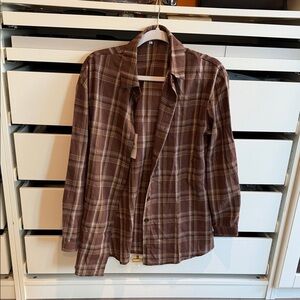 Brown plaid button up